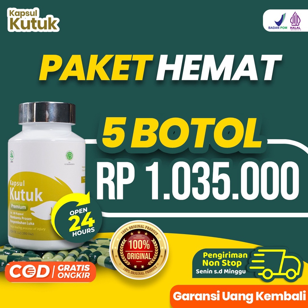 Kapsul Kutuk Paket 5 Botol - Kapsul Kutuk Albumin Penyembuh Luka 5x Lebih Cepat Pasca Operasi Caesar Tingkatkan Daya Tahan Tubuh Ekstrak Ikan Gabus Isi 60 Kapsul