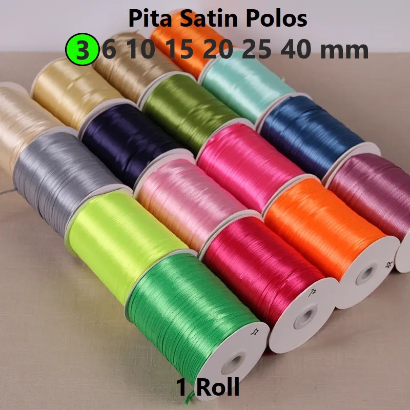 Pita Satin Polos 3mm Harga/Roll (790Meter)