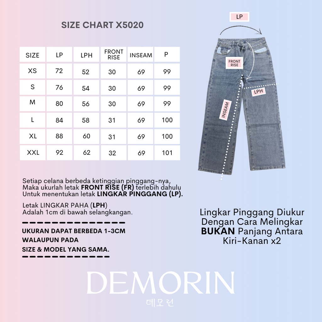 DEMORIN - Celana Jeans Wanita Straight Highwaist - GWEN X5020