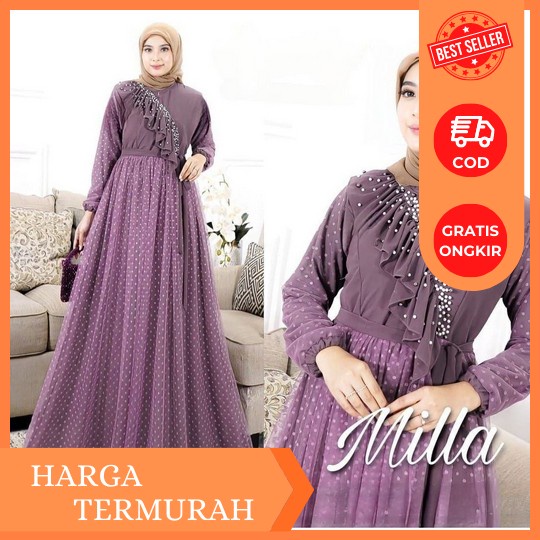 Terlaris Sophia Maxy Dress Baju Gamis Bahan Ceruty Babydoll Full Puring Model Terbaru Baju Gamis Wan