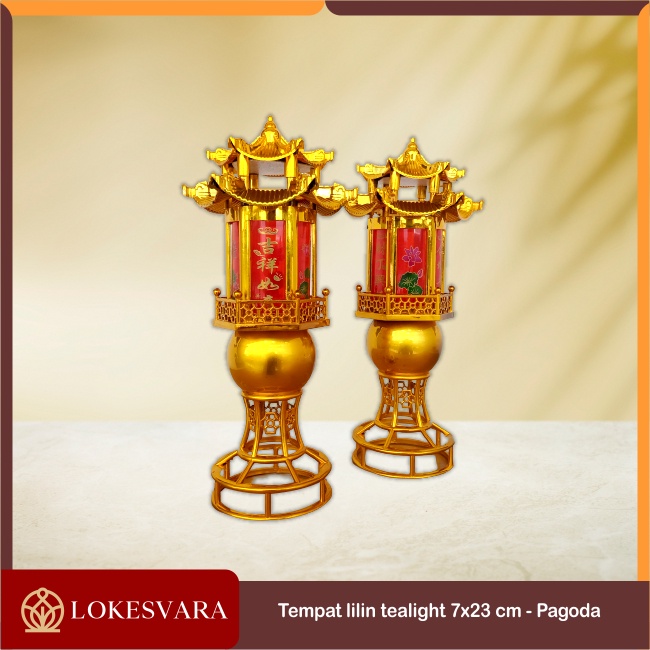 Tempat Lilin (Candle Holder) Tealight Pagoda 7x23cm