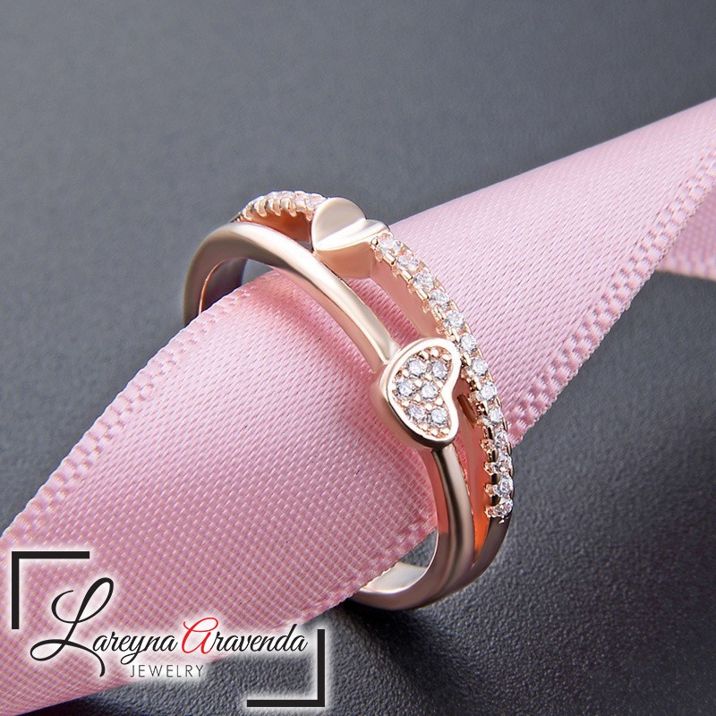 Lareyna Aravenda Cincin Wanita Silver S925 Motif Kristal Crystal Love Kupu Kupu CC007