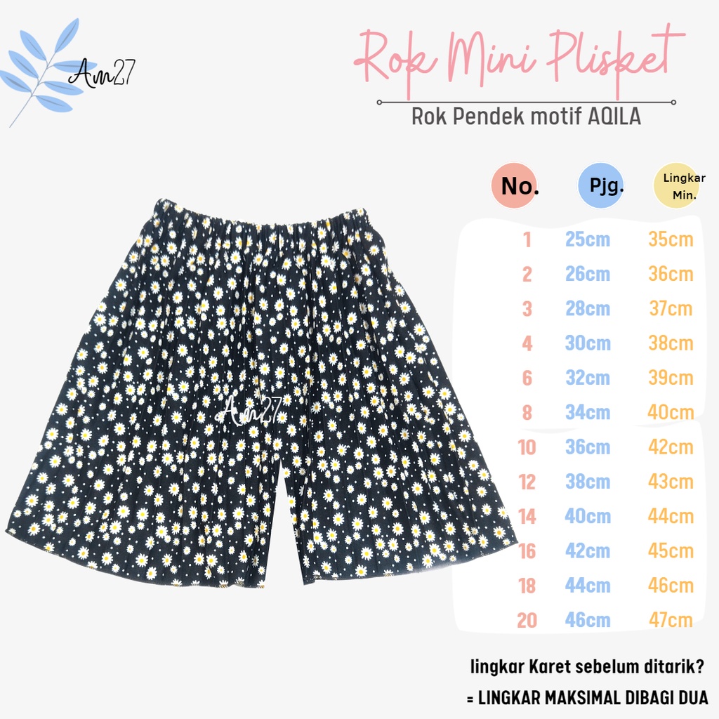 CELANA Plisket Pendek anak 1-12 tahun Pleated Skirt PANTS mini MOTIF AQILA