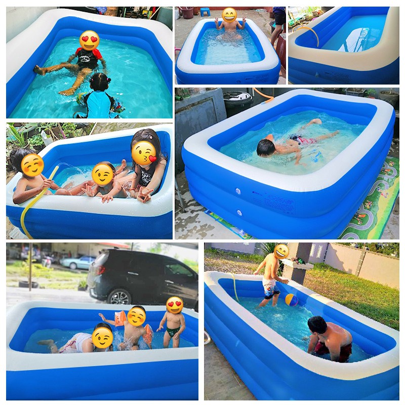 【3 ring】kolam renang anak jumbo 3 meters /Kolam renang tiup karet persegi panjang/Large children's swimming pool/kolam renang karet yang menebal/kolam renang karet