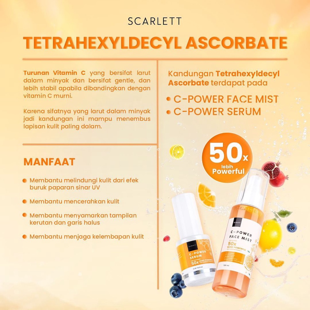 Scarlett Whitening Combo C-Power Face Mist |Serum 50x More Powerful BPOM Original 100% by Felicya Angelista