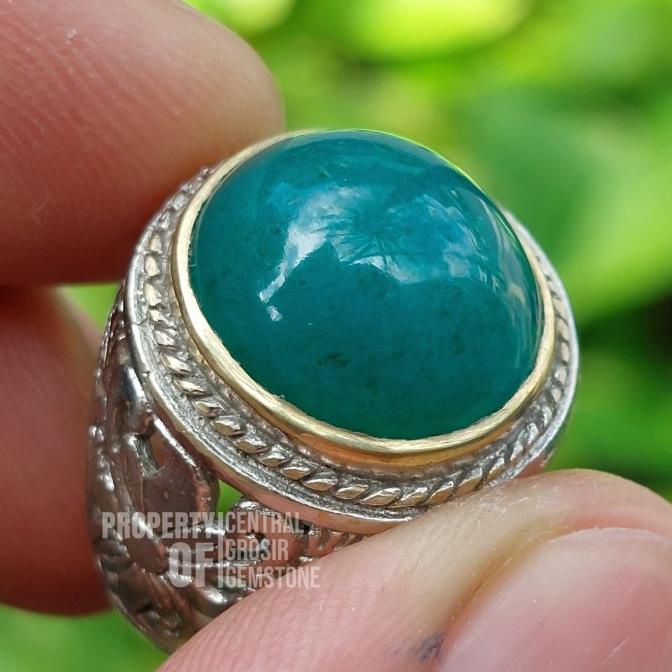 Bacan Doko Natural Batu Asli Bacan Kristal Cincin Perak