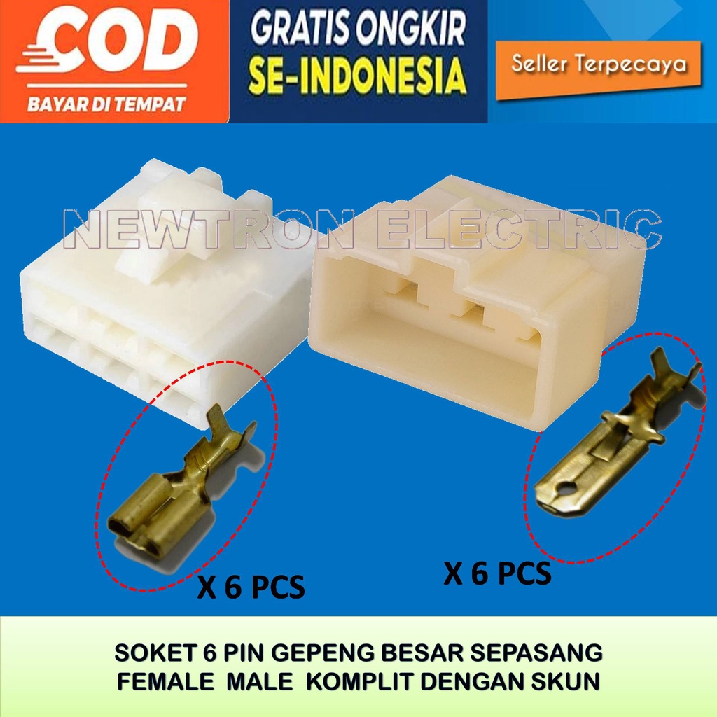 SOKET SOCKET KONEKTOR CONNECTOR KABEL 6 PIN BESAR MALE FEMALE SOKET MOTOR MOBIL TAHAN PANAS