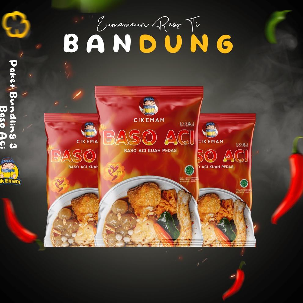 

⚡COD⚡ Cik’Emam – Paket Baso Aci ( 3 Pcs) - Boci - Kuah Pedas Chili Oil Siomay Lidah Cuanki Seblak Batagor Mie - Gurih Original - Makanan Instant Halal Cikemam