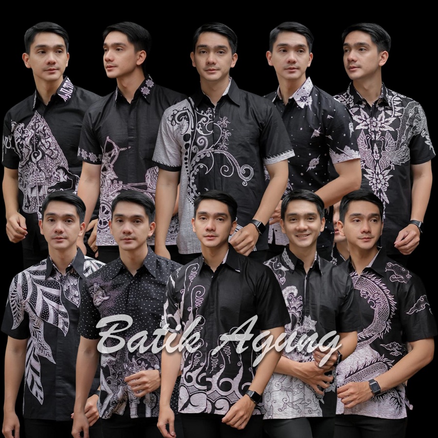 Hem Batik Hitam Manis Pria Modern Keren / Baju Kerja Batik Cowok Keren / Seragam Kondangan Pria Mura