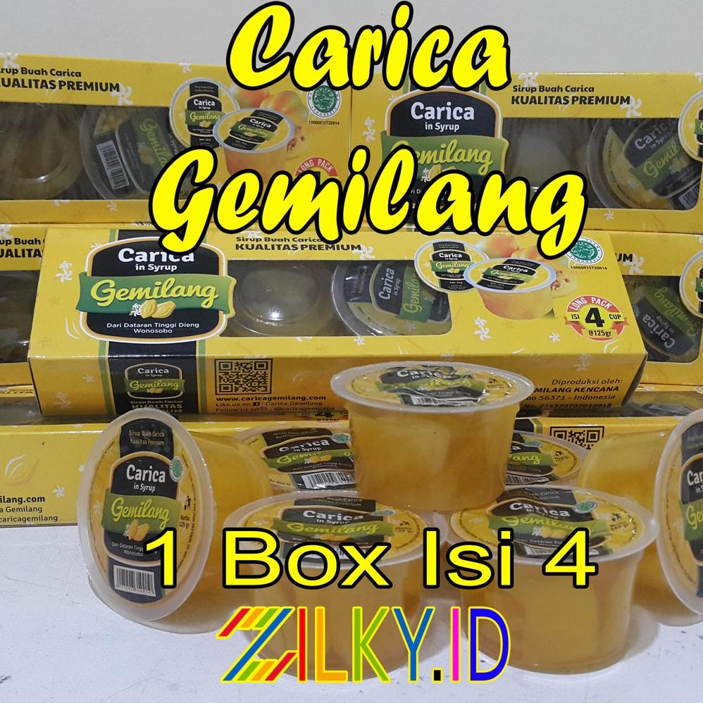 【MEGA SALE】 Manisan Buah Carica Gemilang 1 Dus Isi 4 Cup 125 Gr Syrup Asli Khas Dieng Wonosobo Grosir Bekasi