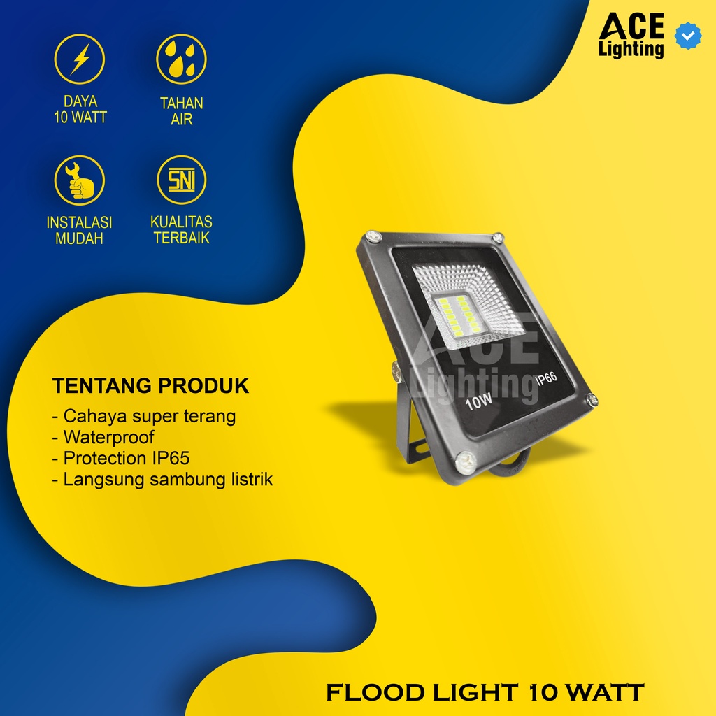 Lampu Tembak 10Watt Flood light LED 10 Watt Lampu Sorot Cahaya Terang