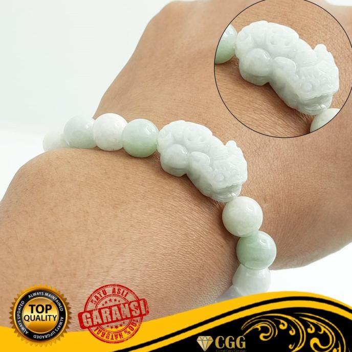 Gelang Batu Giok Hoki Burma Myanmar Natural Jade Type A