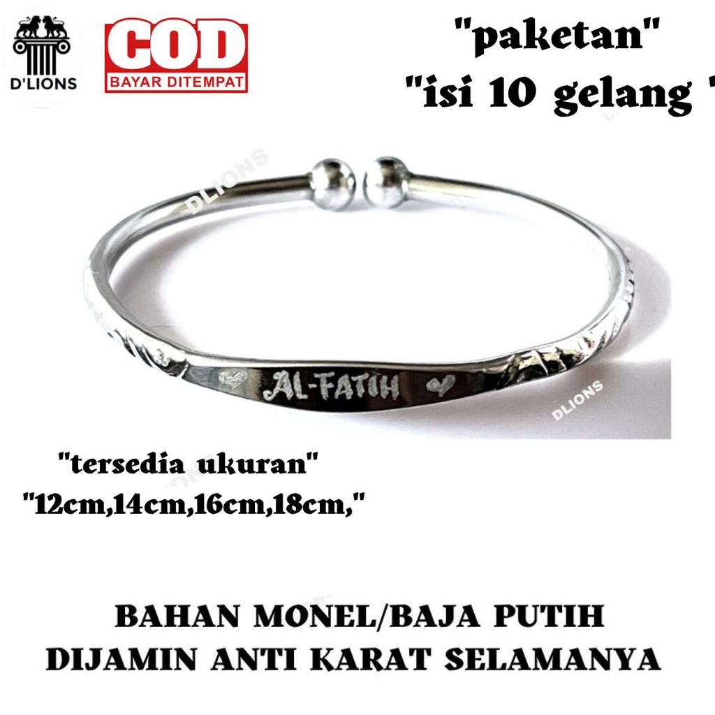 PAKETAN 10 GELANG MONEL TRIBUSONO,GELANG ANAK MONEL,GELANG KESEHATAN ANTI KARAT,1 QUANTITI ISI 10,FREE UKIR NAMA