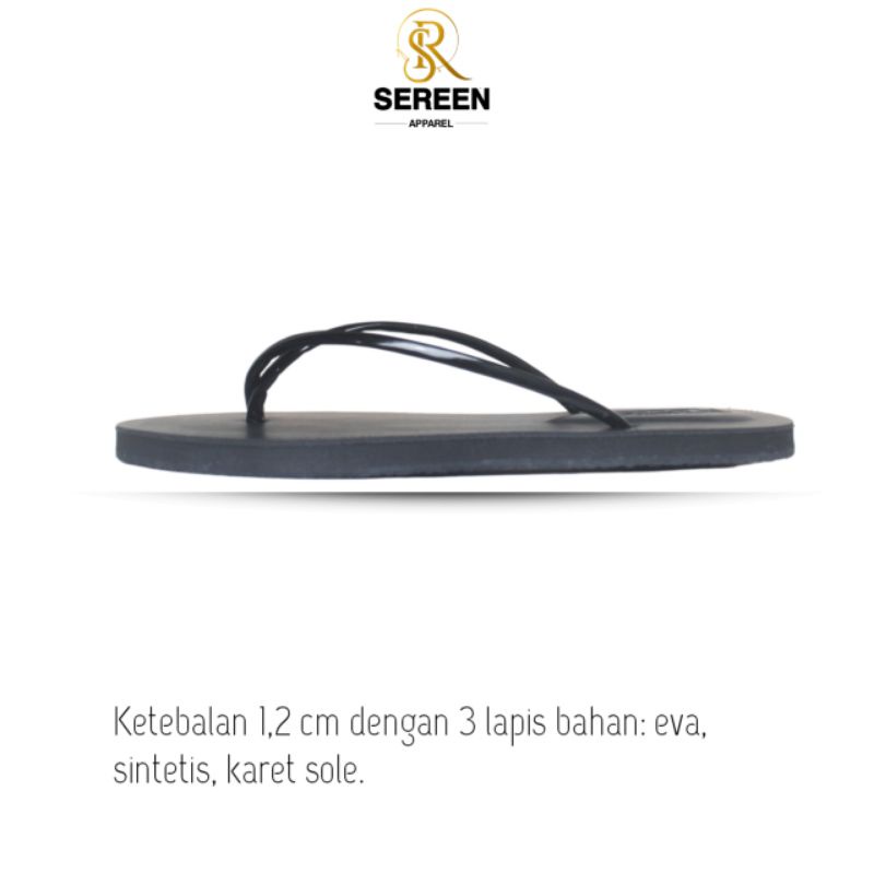 Sereen - Sandal Jepit Hitam Wanita Desain Minimalis - Simpel Dan Stylish