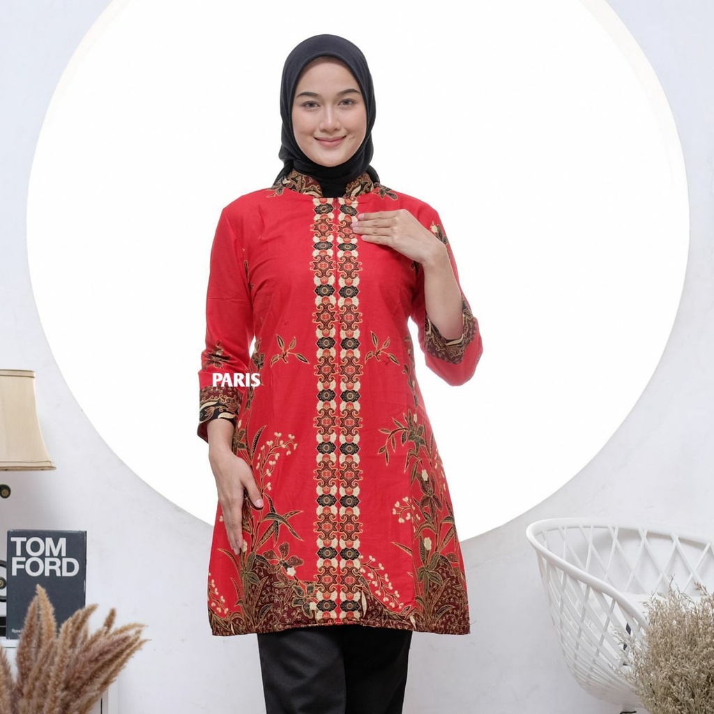 Baju Batik Wanita Jumbo Kekinian Lengan Panjang Tunik Batik Terbaru Katun Primis Unggul Jaya