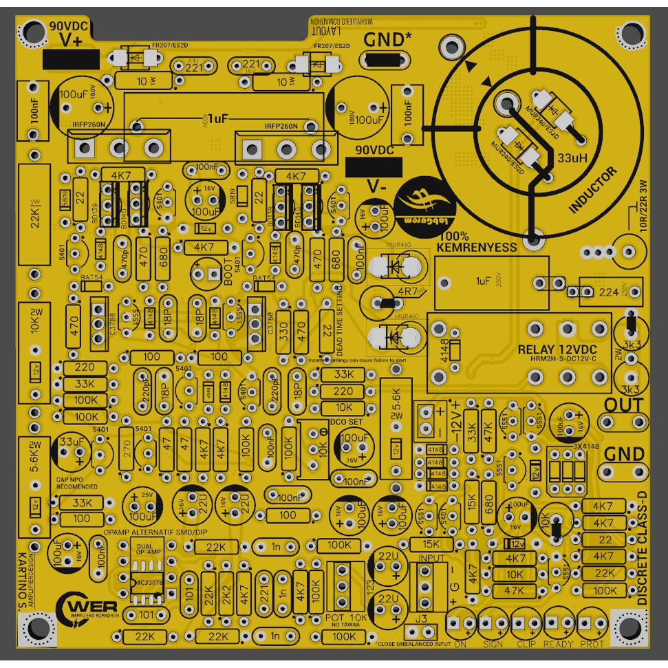 PCB CLASS D UCD DISCRETE KOTAK FIX, SUPERLITE totem BD