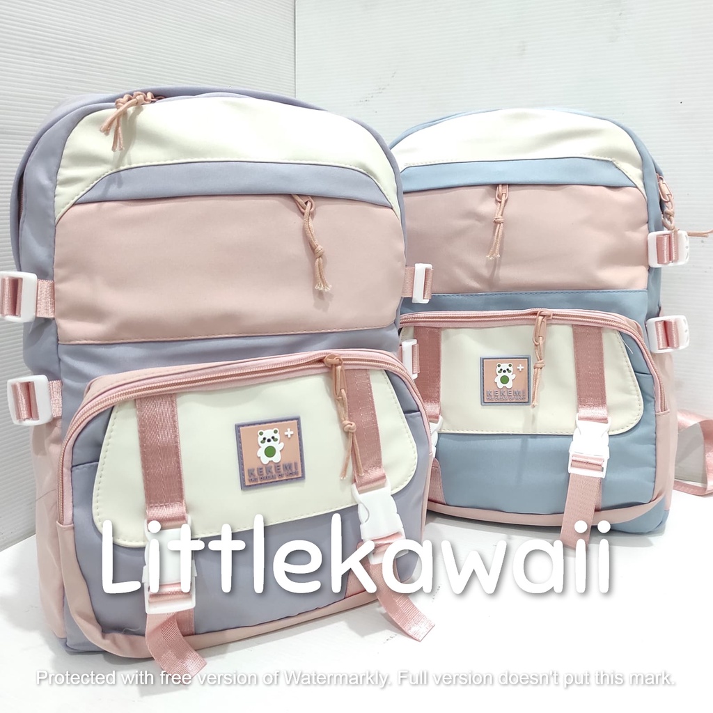 LK/Tas Ransel Laptop Backpack Sekolah Fashion Korean Style Anak Remaja Dewasa Kantong Gesper Warna Warni Kekemi Import