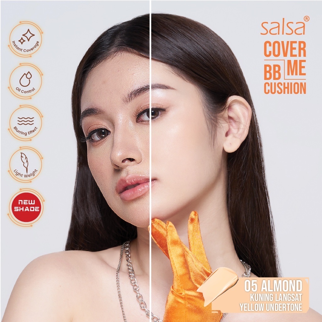 SALSA Cover Me BB Cushion Indonesia / Semi Matte SPF 30 PA++ 20g / Smooth Finish Waterproof Flawless Look Light Formula Medium