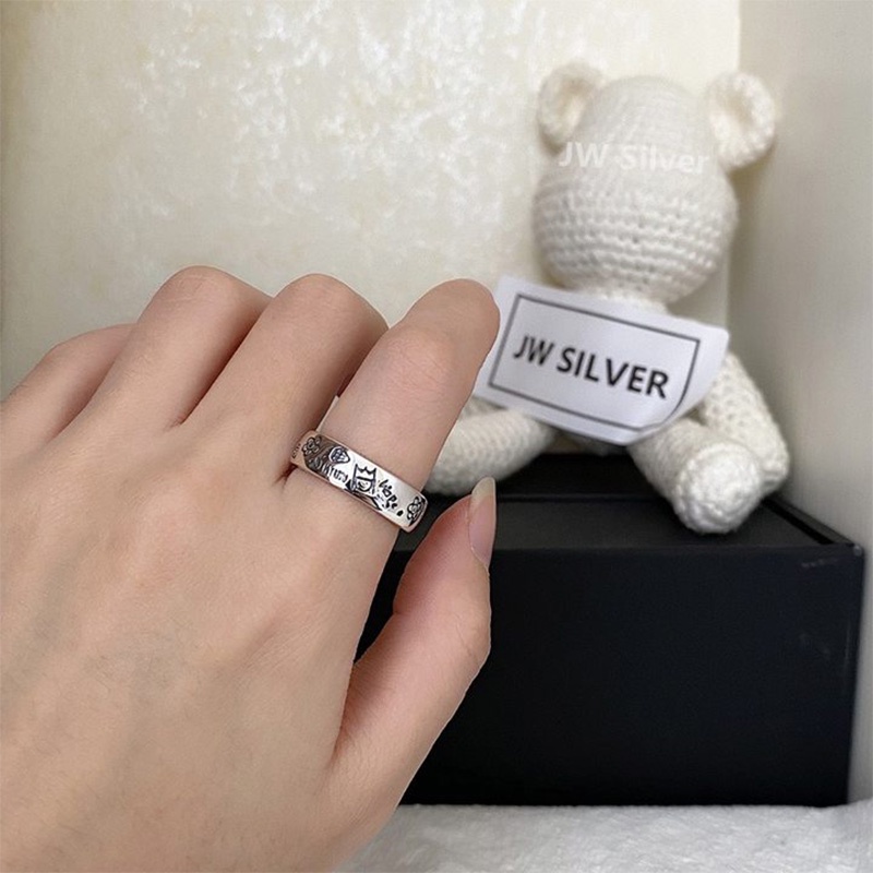 Kartun Laki-Laki Retro Bunga Pangeran Grafiti Cincin Terbuka Perempuan Minoritas Desain Rasa