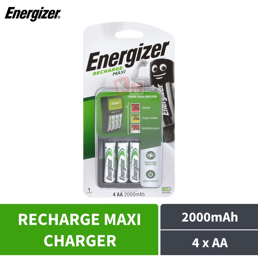 Baterai Energizer Recharge MAXI AA 2000mAh 1.2V Battery Charger CHVCM4