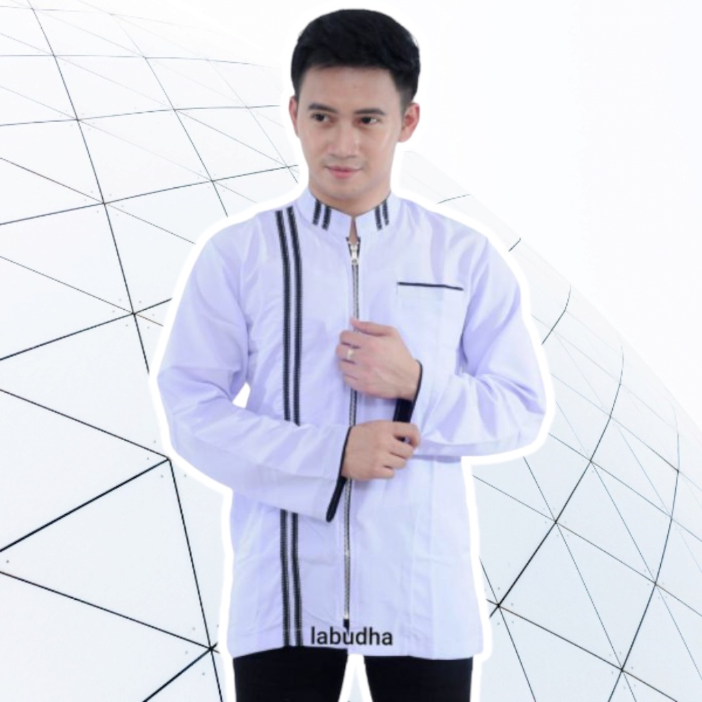 Koko Putih Resleting / Koko Putih Keren / Koko Best Seller / Koko Putih / Baju Taqwa / Kemeja Putih