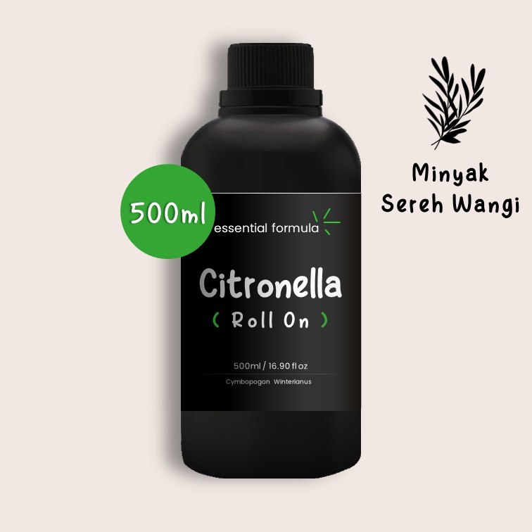 500ML Organic Citronella Essential Oil Roll On Sereh Wangi Murni 100%