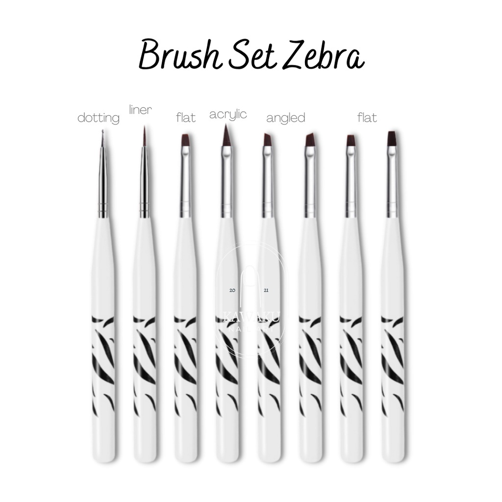 Zebra Kuas Brush 1 Set isi 8PCS Nail Art Dekorasi Kue Lukis Cat Kuku Fondant Cake Paint Best Seller 8 PCS