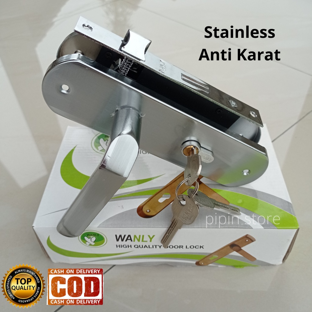 Satu Set Kunci Handle Pintu Rumah Besar 25 cm 20 cm / Gagang Pintu Kamar Tidur / Body Engkol Kunci Konci Pintu Stainless Steel Anti Karat Murah