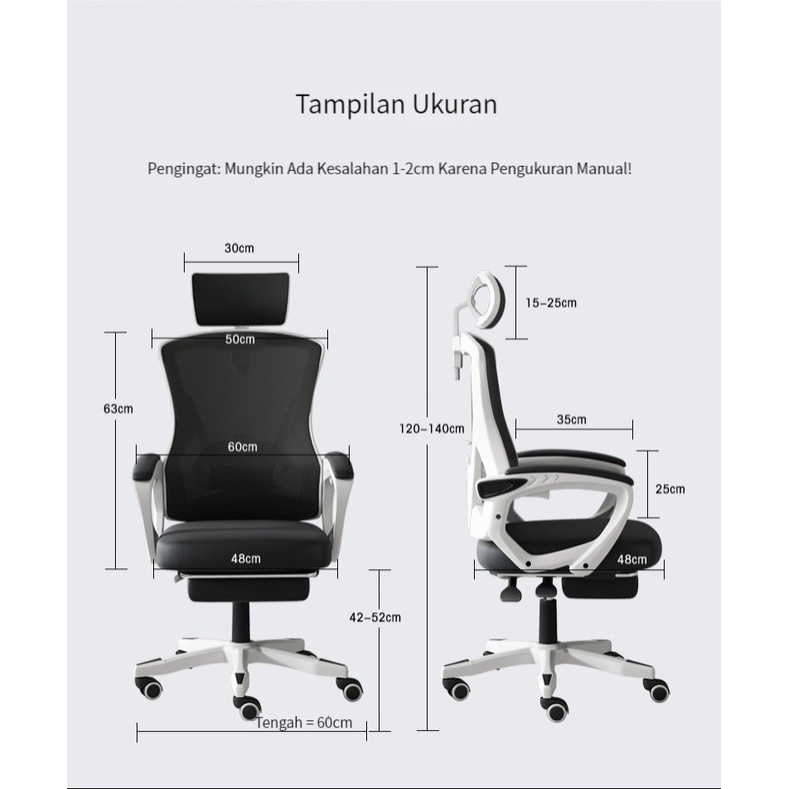 Furnibest Kursi Kantor Jaring Kursi Kerja Ergonomis