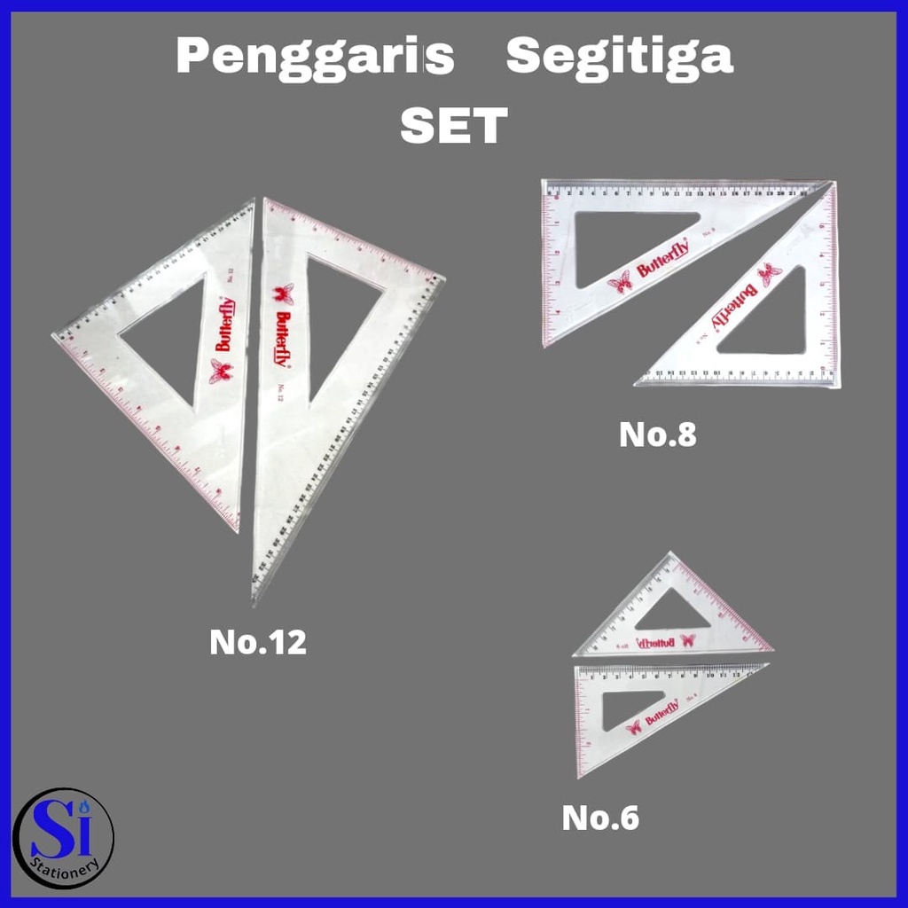 

Penggaris Butterfly Segitiga SET No.6,8,12