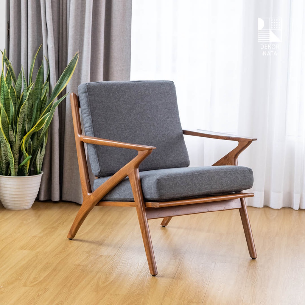 Zee Kursi Santai / Sofa Minimalis Kayu Jati / Armchair - Dekornata [JABODETABEK ONLY]