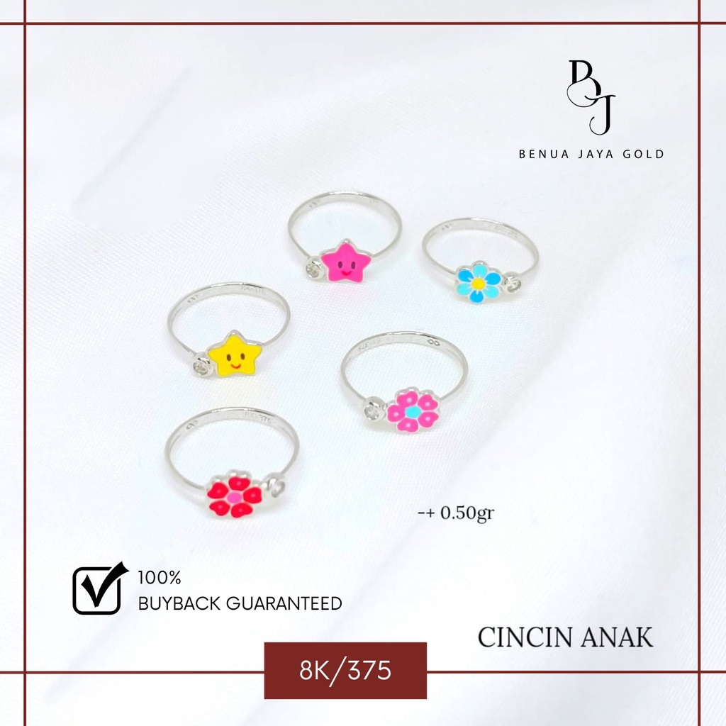 Cincin Anak Anak Boneka Warna Emas Putih 8K/375