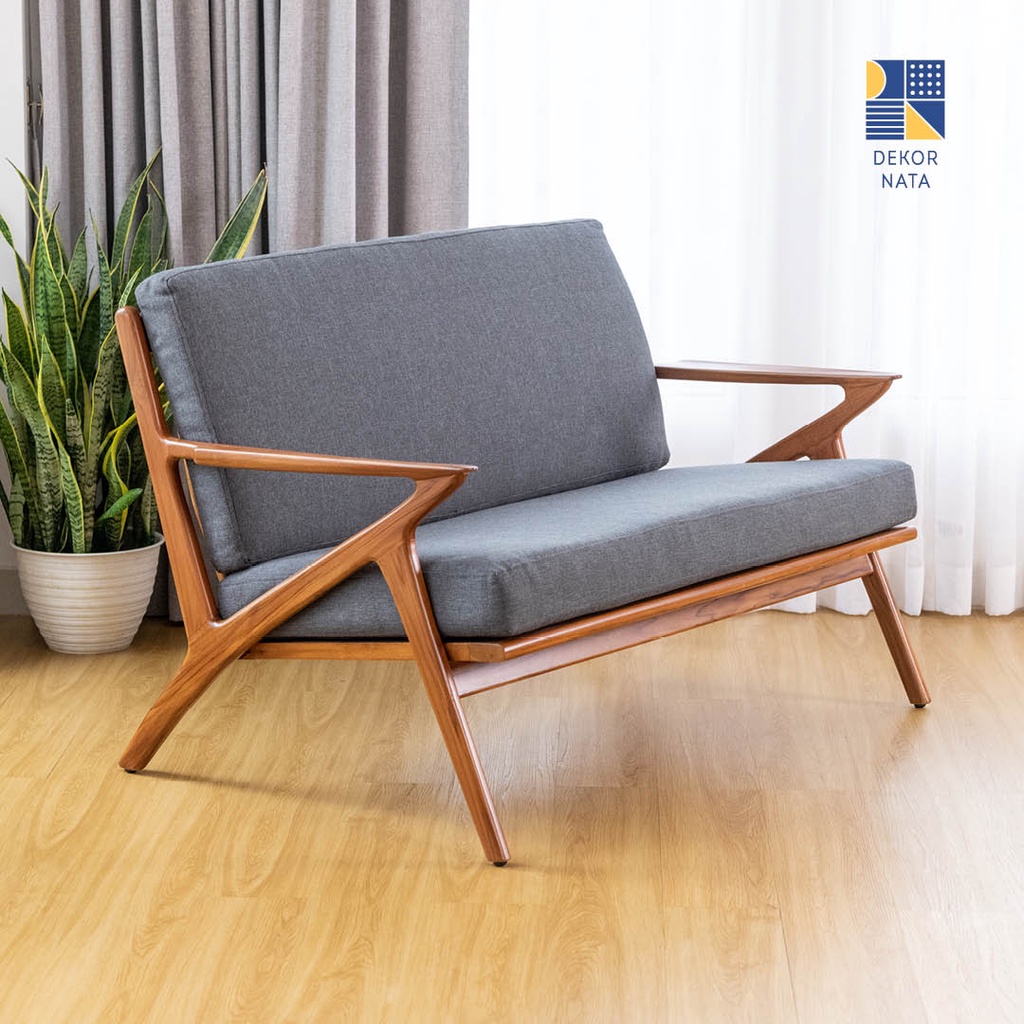 [FREE RAKIT] Dekornata - Zee Sofa Minimalis 2 Seater / Kursi Tamu Kayu Jati / Bangku [JABODETABEK]