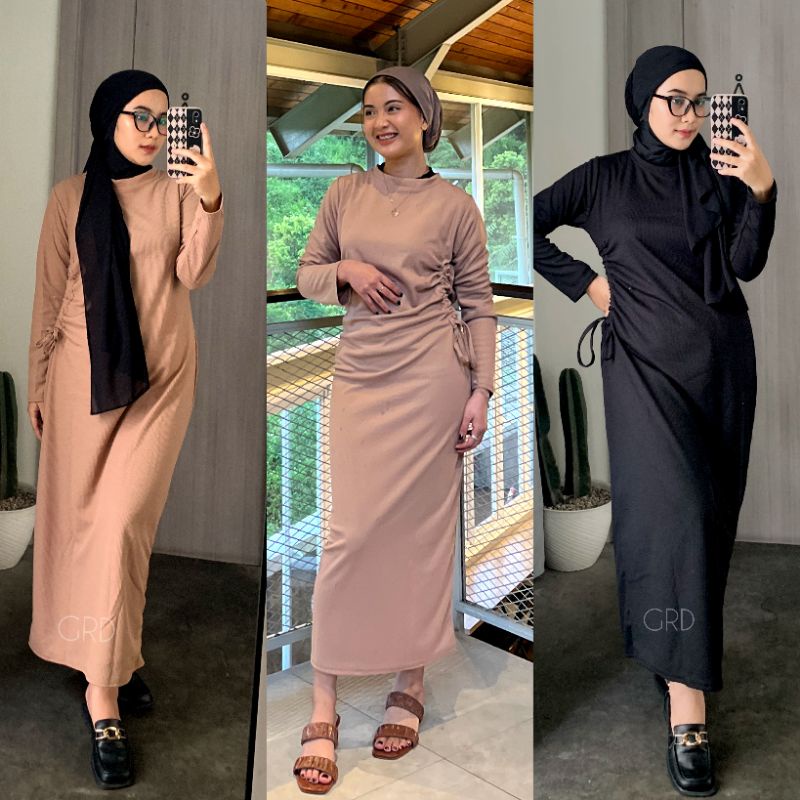 Selly Maxi Dress Serut Sampiang | Maxi Dress Spesial Ramadhan