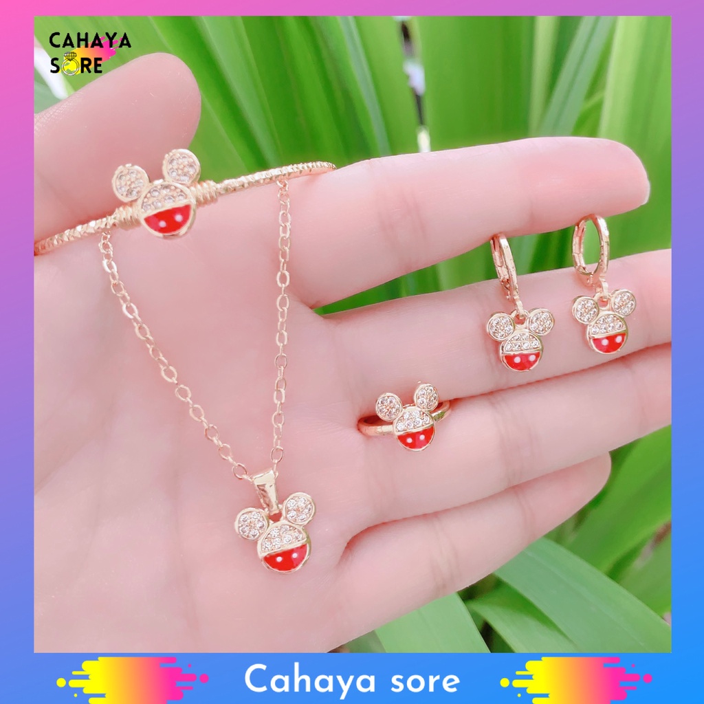 Xuping Set Gold Perhiasan Set Anak Motif Permata Mickey Mouse XA01