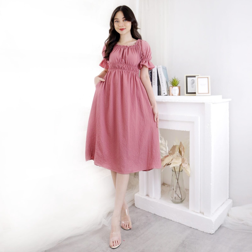 Dress 1090 Crincle Bubble Fashion Wanita