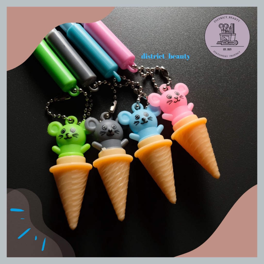

PULPEN GANTUNGAN ES KRIM TIKUS PEN GANTUNG ICE CREAM CONE PEN GEL TINTA HITAM LUCU PERALATAN SEKOLAH ALAT TULIS TERMURAH