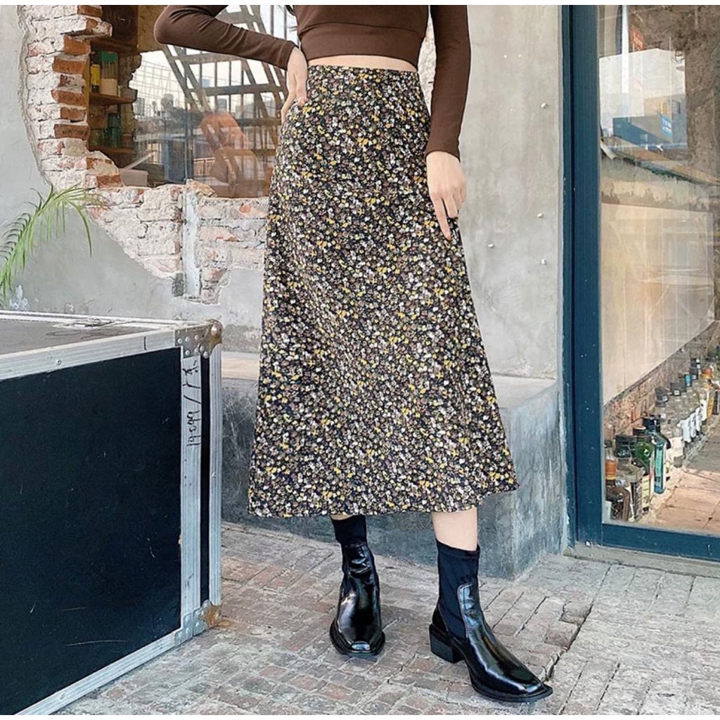 Cherry _ skirt A line | rok bunga daily vintage | skirt flower | rok wanita korea