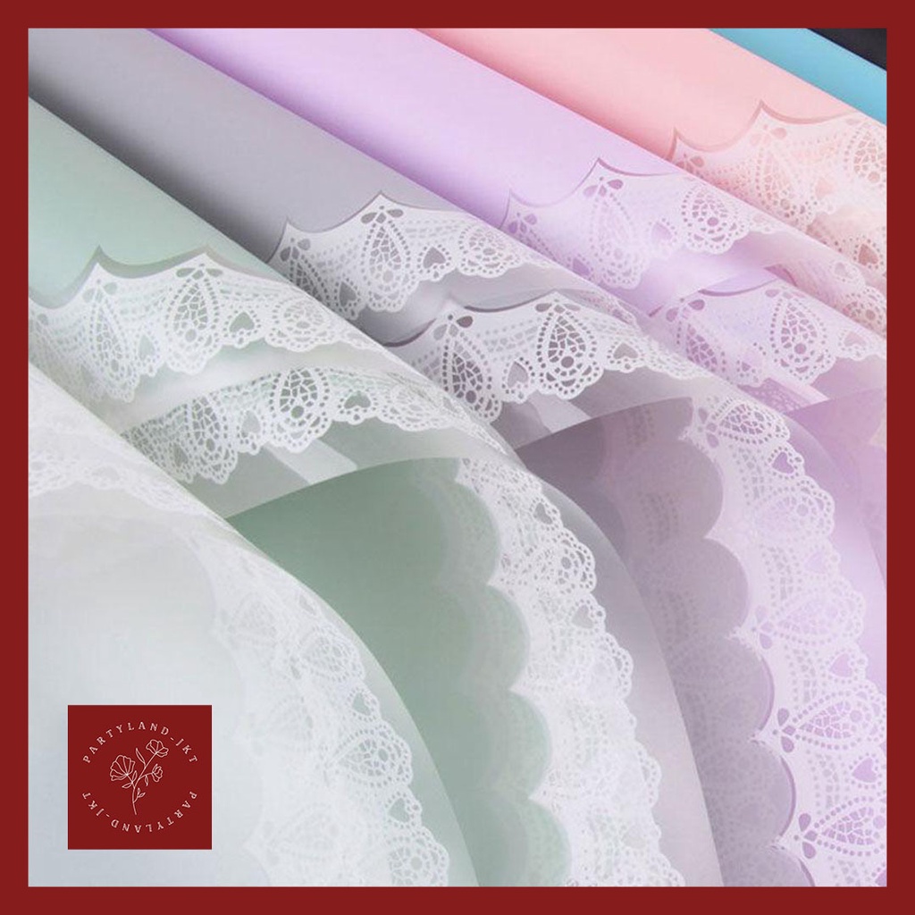 Lace Frame Flower Wrapping Cellophane Paper Waterproof Paper Kerts Buket Bunga Korean Wrapping Florist Material Hand Bouquet Kertas Bunga