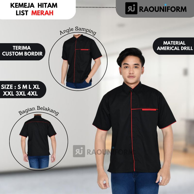 Baju Kerja Pria Lengan Pendek/Seragam Kerja Lapangan/Baju Pria Lengan Pendek/Seragam Custom Bordir/Baju Kerja Lapangan Pendek