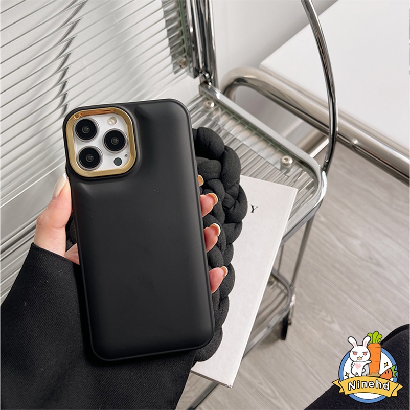 Casing Compatible for iPhone 14 13 12 11 Pro Max SE 2020 XR X XS Max 7 8 6 6s Plus SE 2020 Pure Premium Metal Simple Solid Color Air Cushioned Phone Case High Quality Soft Silicone Simple Style Phone Cover Anti-drop Anti-dirty Round Lens Protective Case