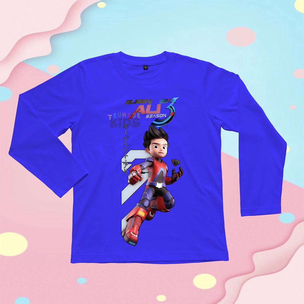baju kaos atasan lengan panjang anak motif karakter kartun "EJEN ALI SEASON 3" bahan cottun premium