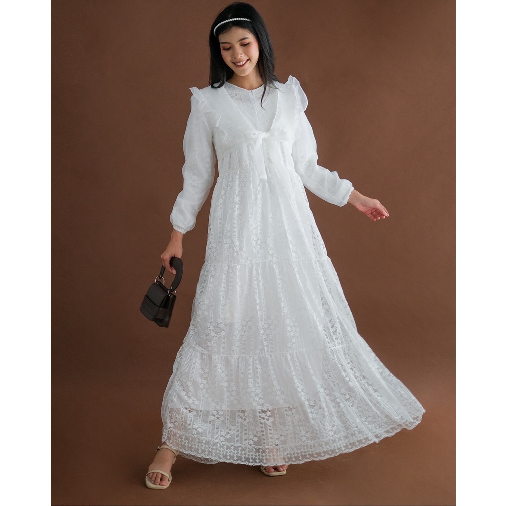 Myrubylicious FIDELA MAXI DRESS KODE 3859 | MAXI DRESS | DRESS PANJANG | DRESS LENGAN PANJANG | DRESS  BRUKAT