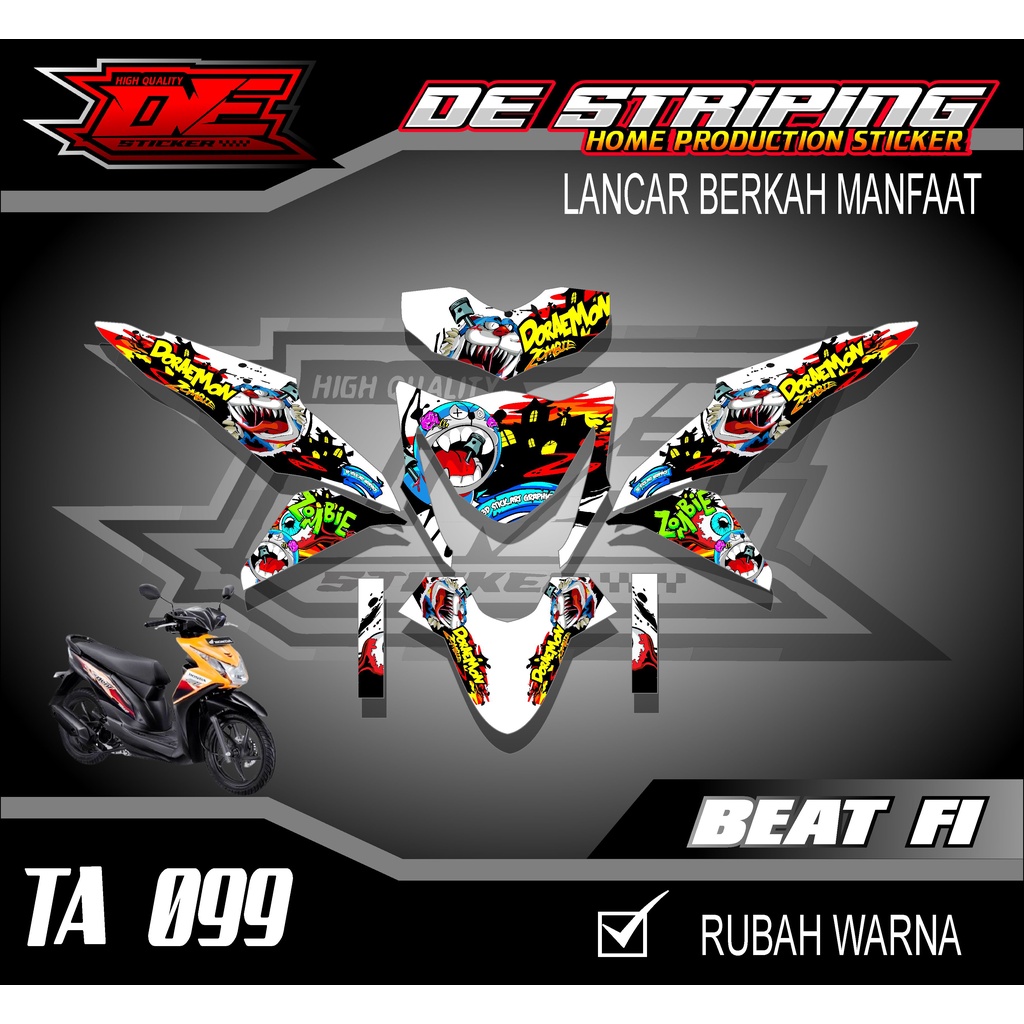 Striping Stiker Motor Beat Fi Fullbody Motif Doraemon Zombie Keren TA099