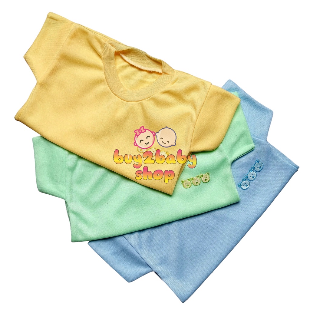 6 PCS Kaos Oblong Bayi lengan pendek polos lusinan Dolphin Tisuka usia 0-2 Tahun Isi 1-6 PCS