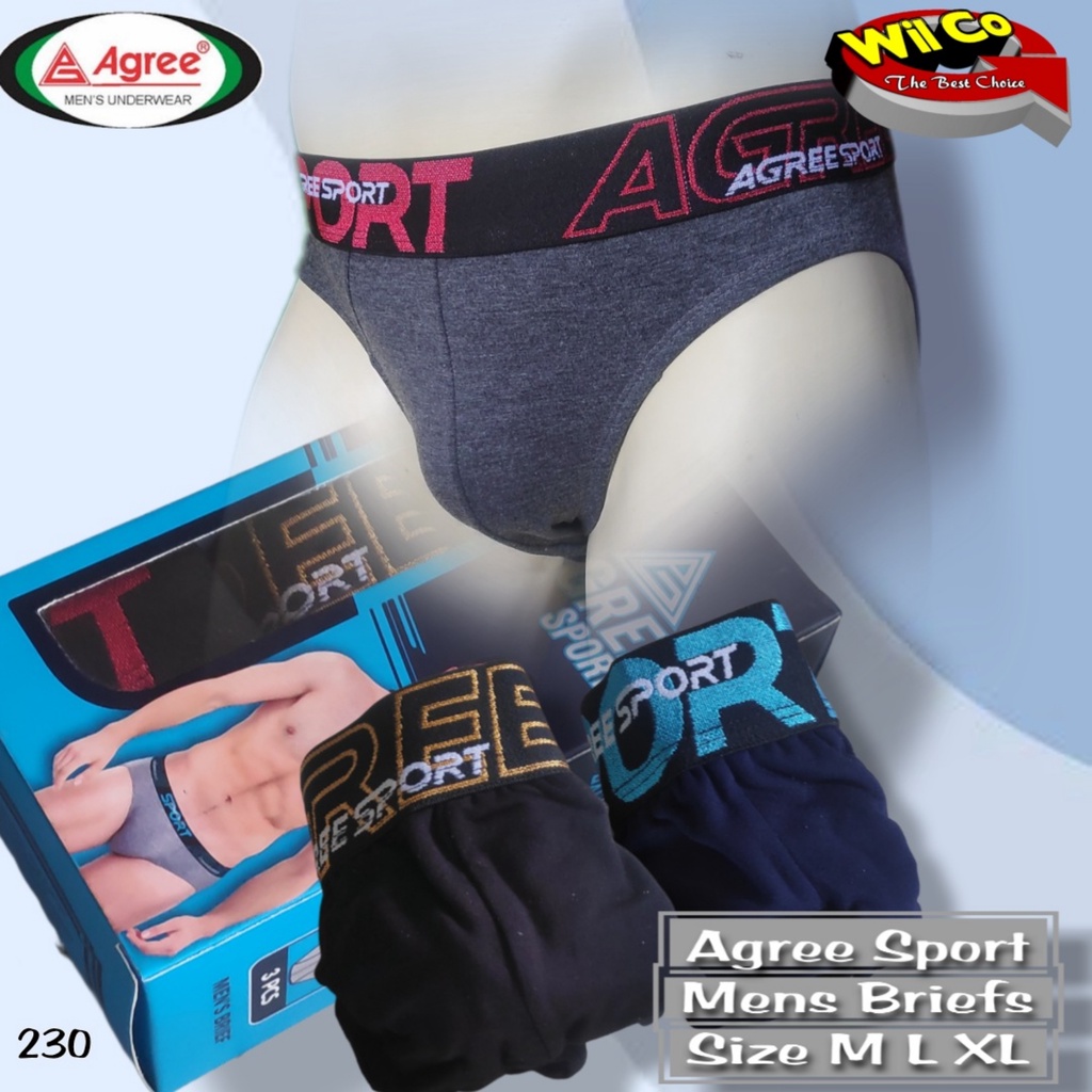 K230T - (DIJUAL PER 1 BOX ISI 3 Pcs) CELANA DALAM SEGITIGA PRIA DEWASA AGREE SPORT SIZE M - XL