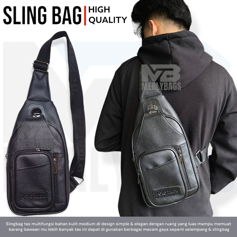 Sling Bag Pria | Tas Selempang Bahan Kulit Premium Multifungsi