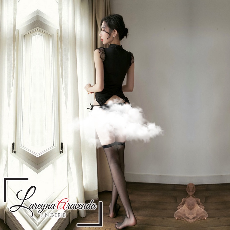 Lareyna Aravenda Set Lingerie + Celana Dalam Seksi Model Costume Cheongsam Elegant LG406