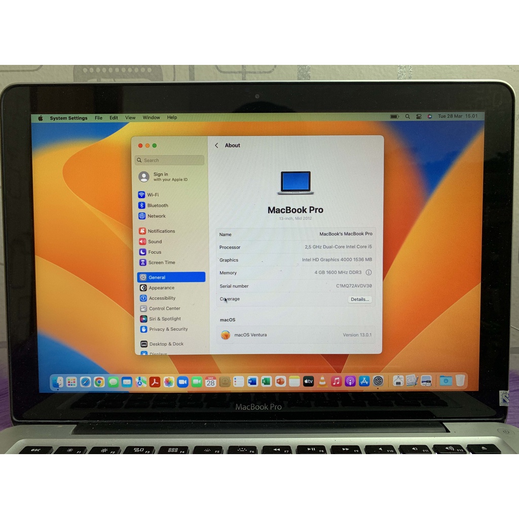 Macbook Pro 2012 13in Core i5 4GB HDD 500GB