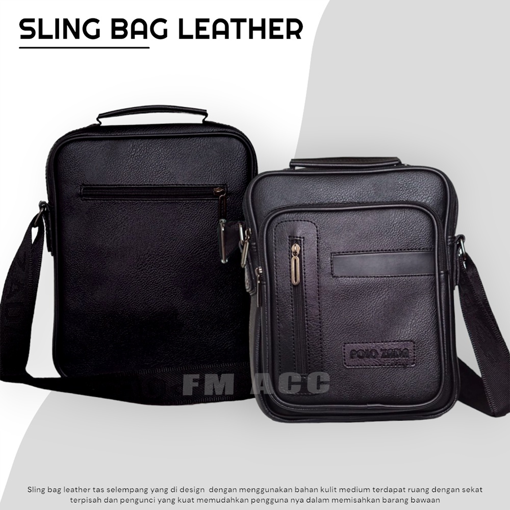 Sling Bag Tas Selempang Pria Wanita Leather PU Premium Mode Persegi Terbaru Ruang Lebih Luas